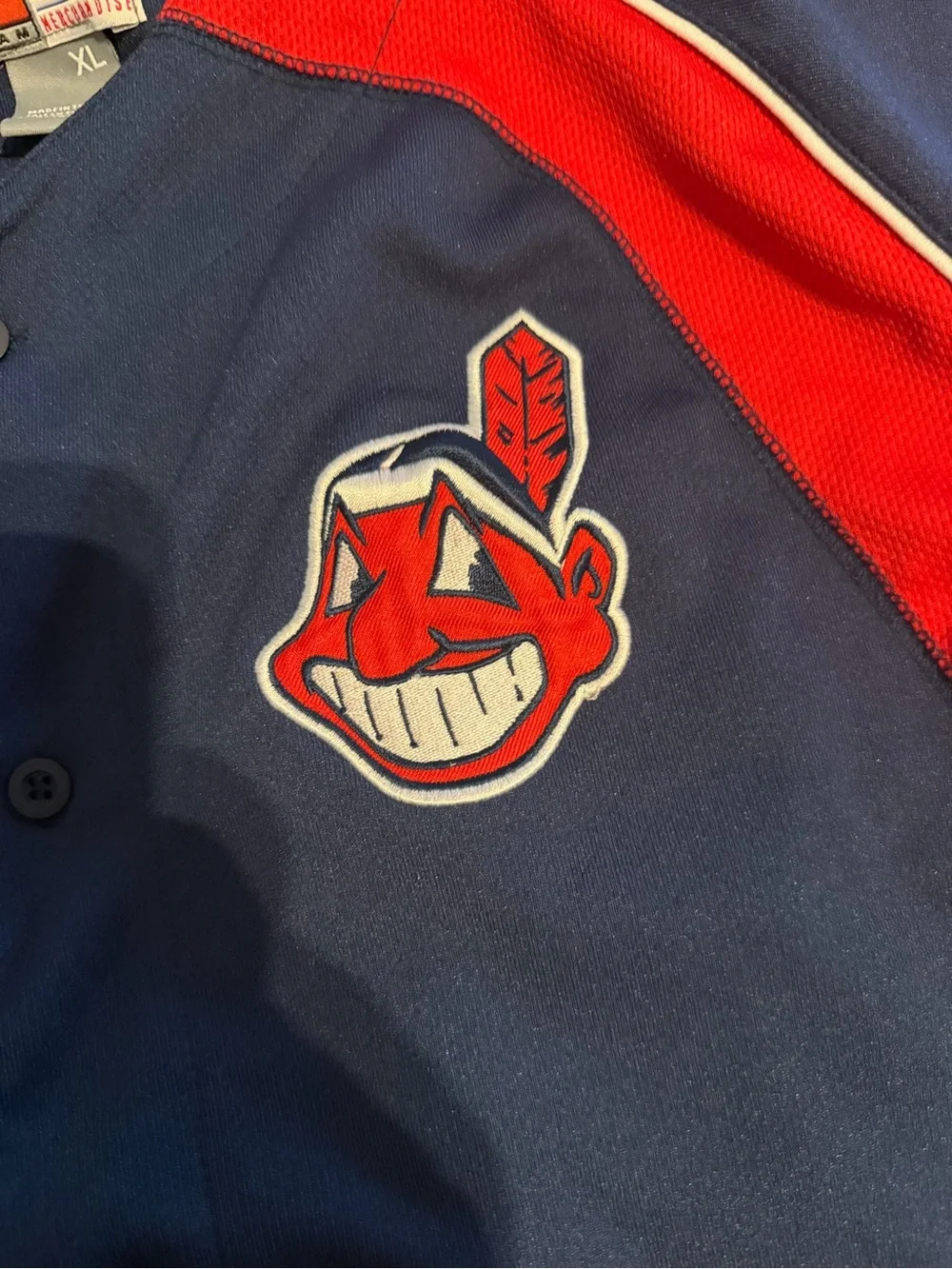 Nike Kids' Navy and Red Baseball Jersey Indians youth XL